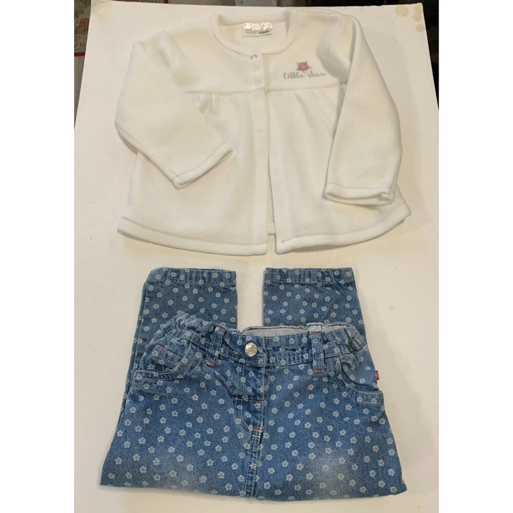Ergee Girls Infant baby Size 12 18 months 2 Piece Set outfit Floral Print Jeans